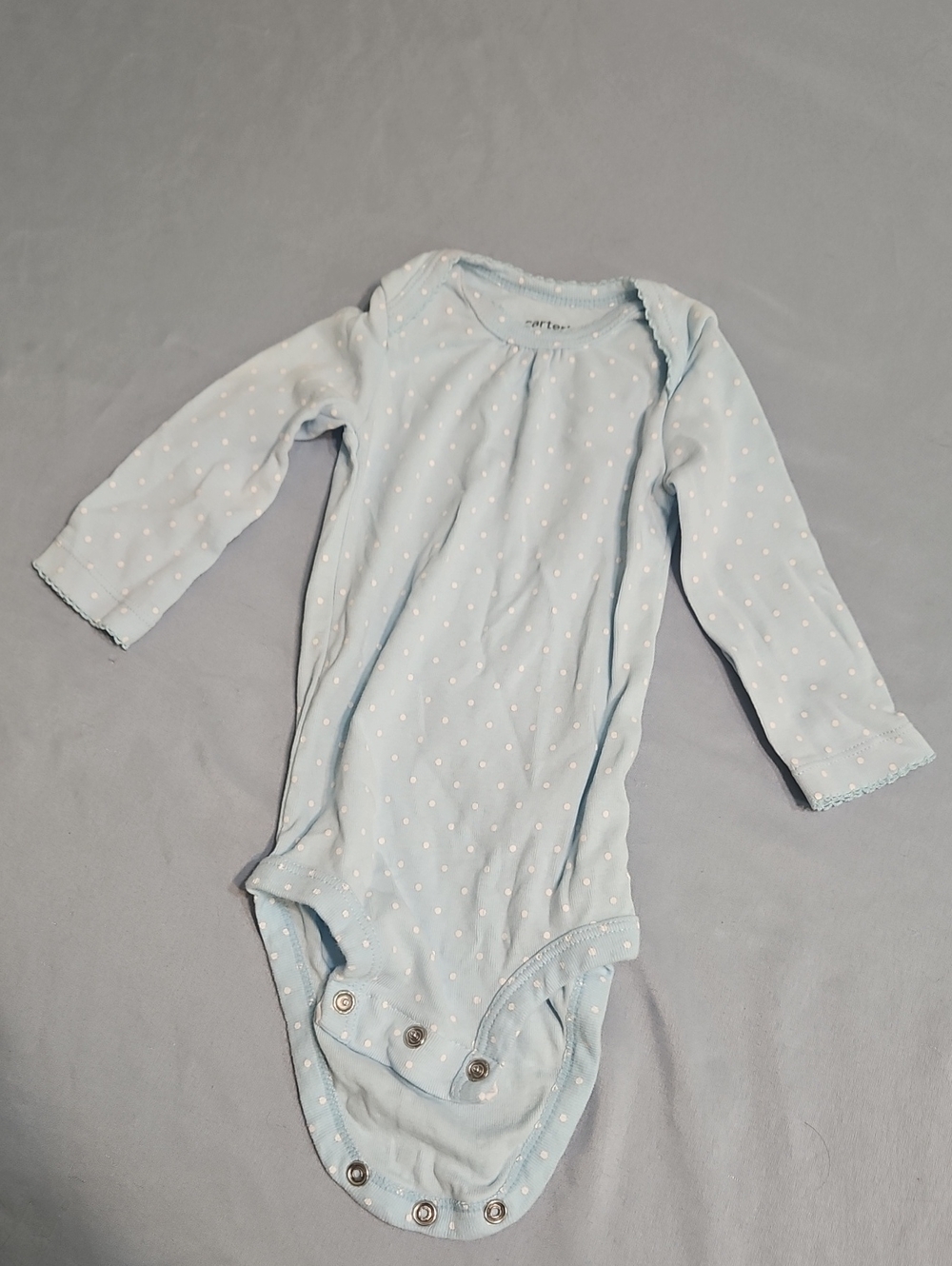 Carter's Pale Blue Polka Dot Long-Sleeve Bodysuit